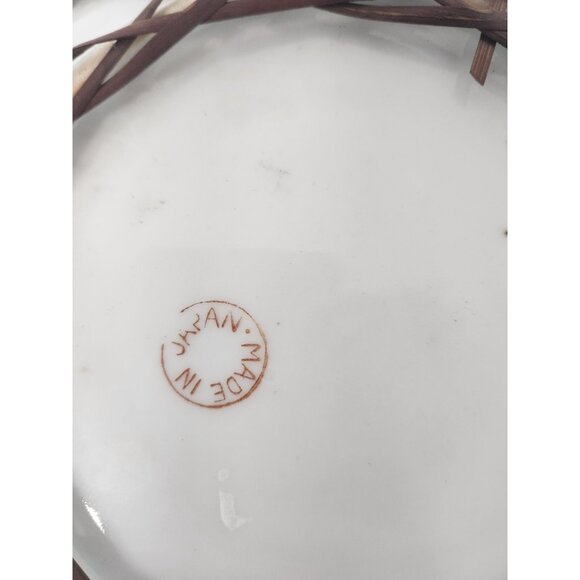 Vintage Yamatoku Kiln Japan Porcelain Phoenix Bird Plate Wicker Frame Decorative - Picture 5 of 6